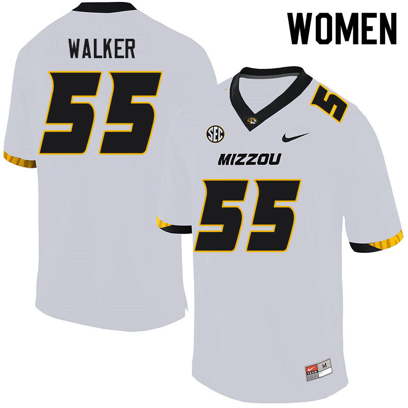 Women #55 Arden Walker Missouri Tigers College Football Jerseys Sale-White - Click Image to Close